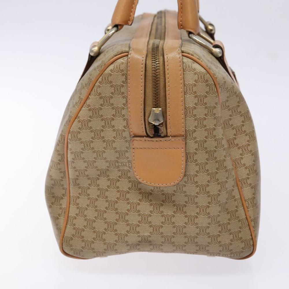 CELINE Macadam Canvas Boston Bag PVC Beige Gold Auth gh517 - Picture 3 of 16